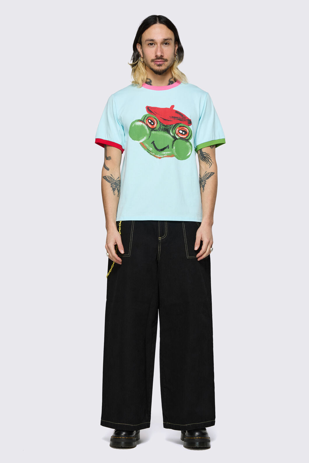 Dangerfield - Colourblock Frog Tee - blue