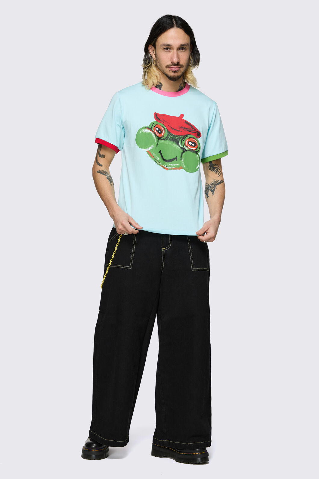 Dangerfield - Colourblock Frog Tee - blue