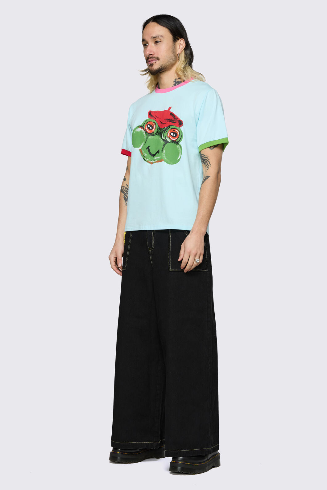 Dangerfield - Colourblock Frog Tee - blue