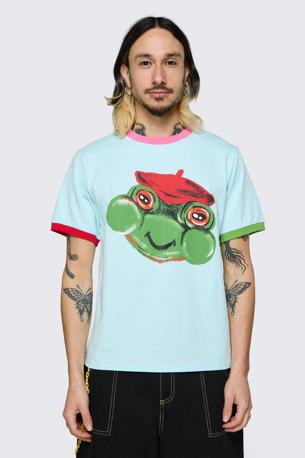 Dangerfield - Colourblock Frog Tee - blue