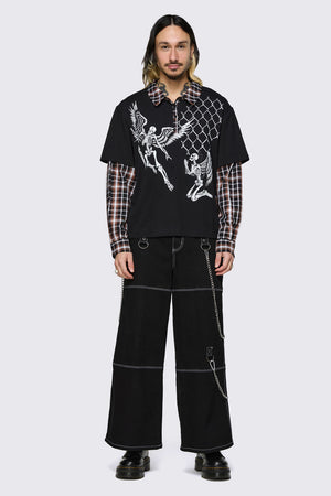 Dangerfield - Archangel Polo Long Sleeve Top - black-brown