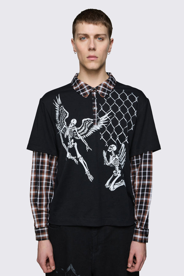 Dangerfield - Archangel Polo Long Sleeve Top - black-brown