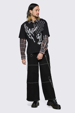 Dangerfield - Archangel Polo Long Sleeve Top - black-brown