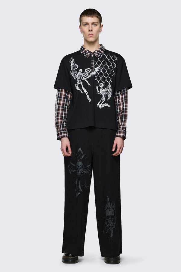 Dangerfield - Archangel Polo Long Sleeve Top - black-brown