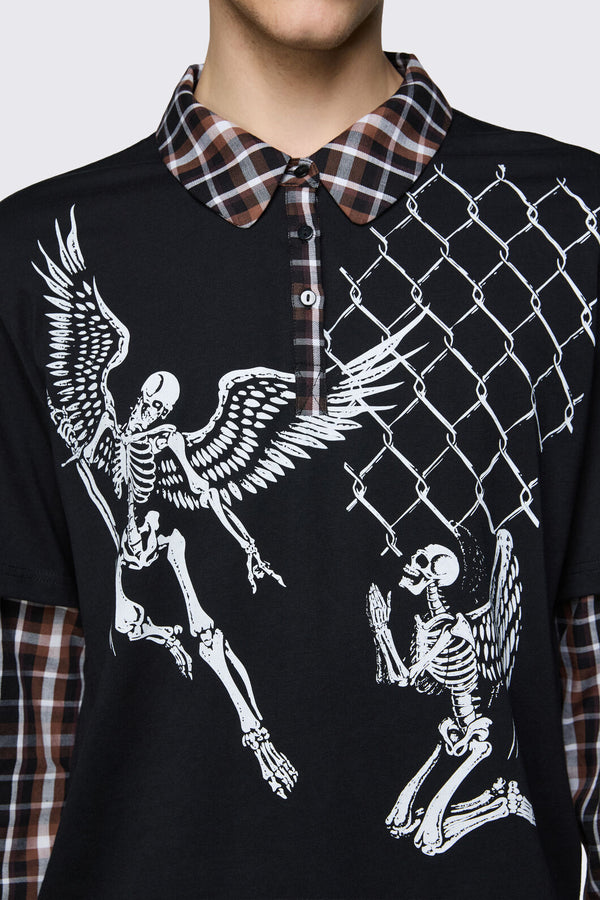 Dangerfield - Archangel Polo Long Sleeve Top - black-brown