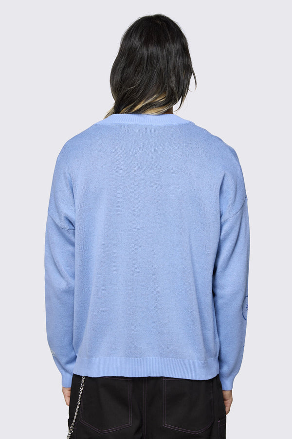 Dangerfield - Sketchy Cat V-Neck Cardigan - purple