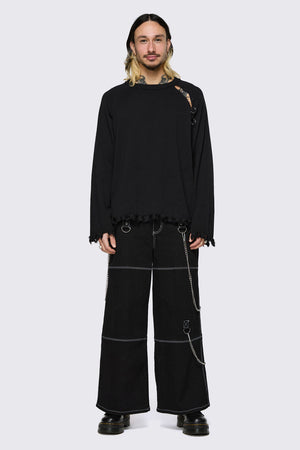 Dangerfield - Goth Slit O-Ring Knit - black
