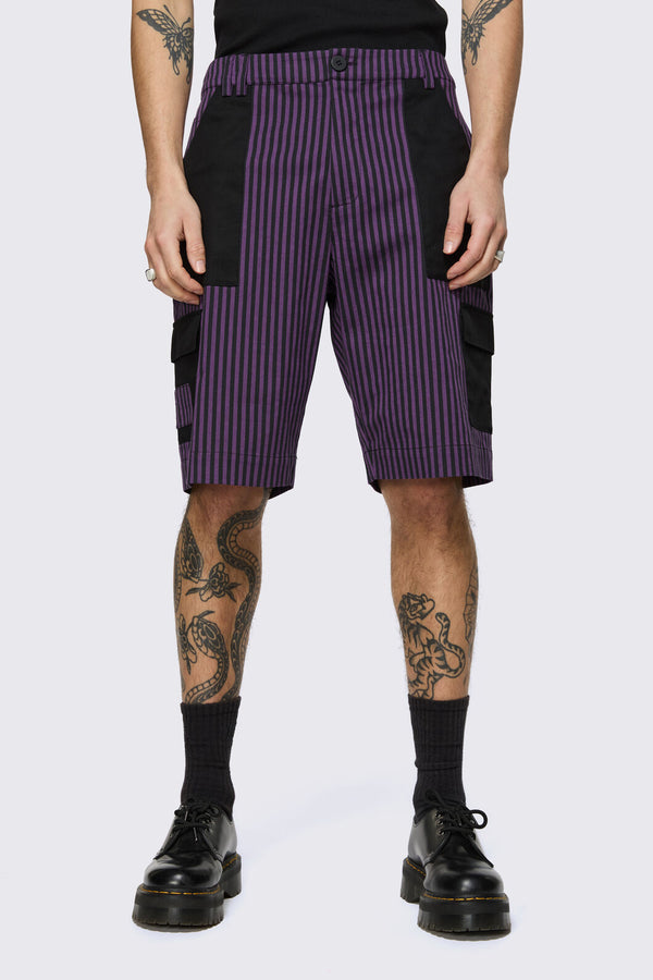 Dangerfield - Spectre Pinstripe Shorts - purple
