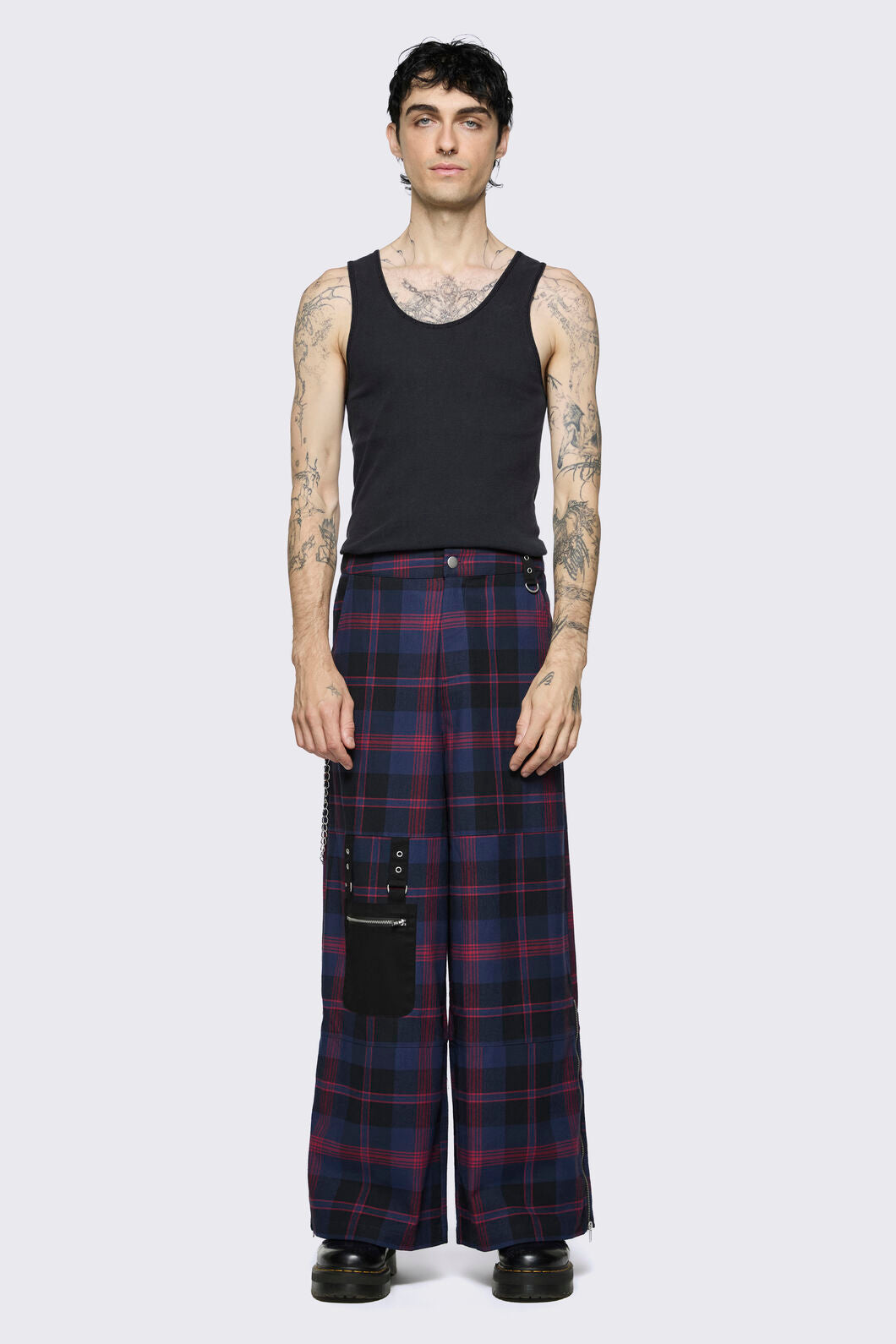 Dangerfield - Century Tartan Pant - navy-red