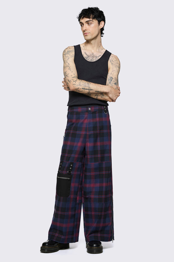 Dangerfield - Century Tartan Pant - navy-red
