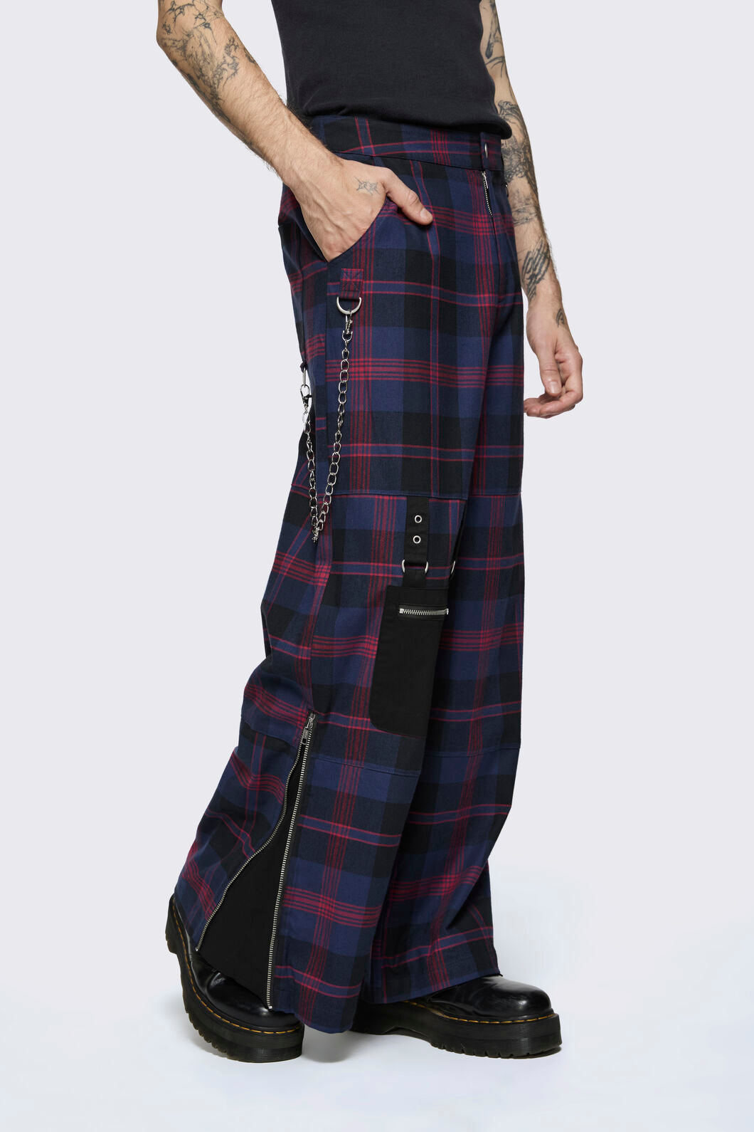 Dangerfield - Century Tartan Pant - navy-red