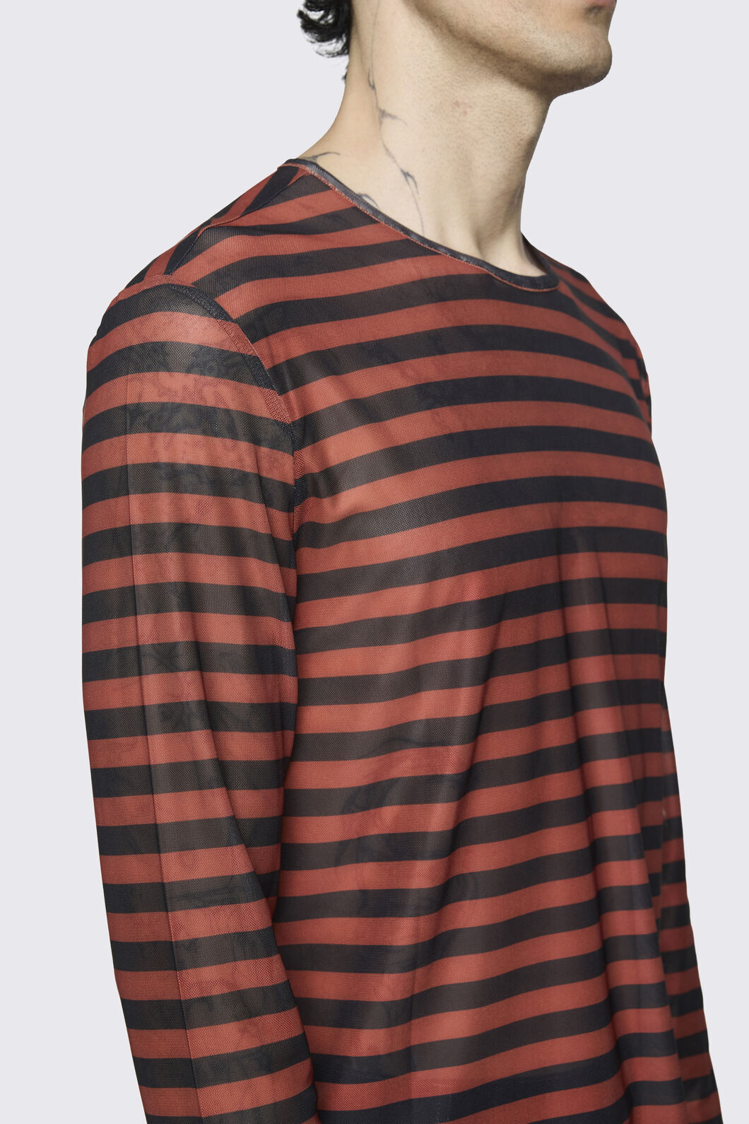 Dangerfield - Cosmic Stripe Mesh Top - black-red