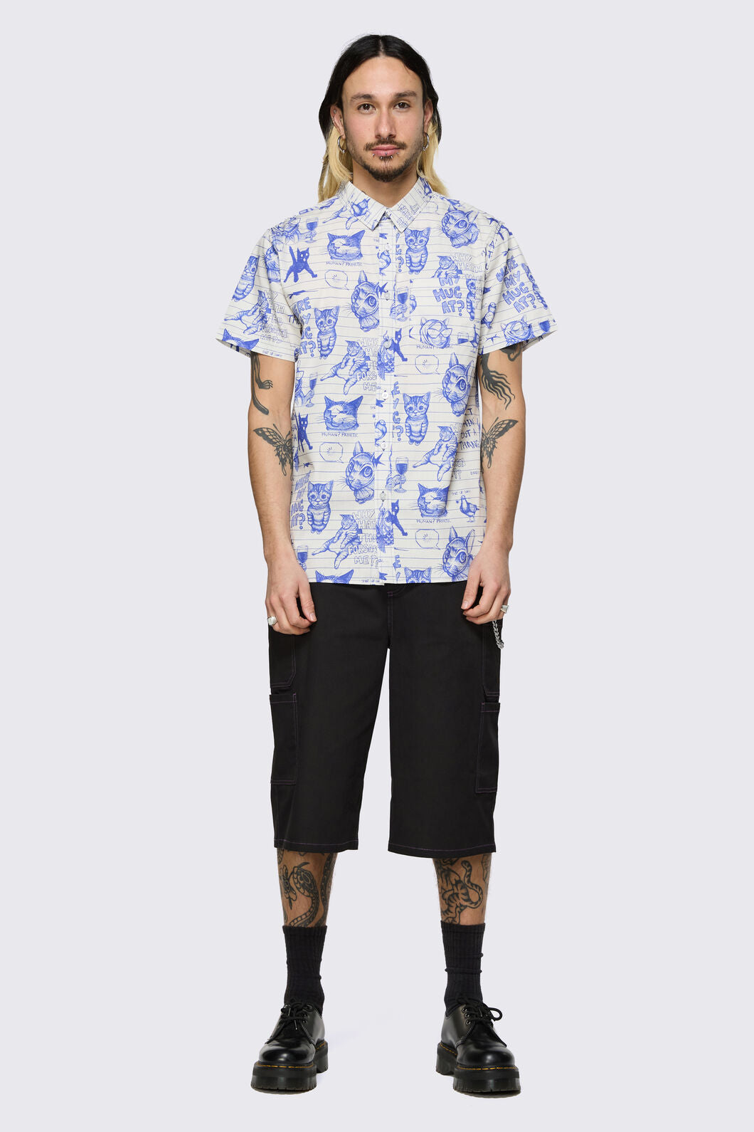 Dangerfield - Sketchy Unisex Short Sleeve Shirt - white-purple