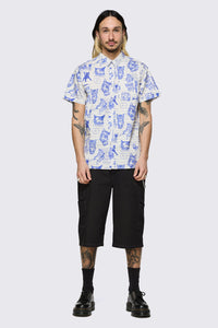 Dangerfield - Sketchy Unisex Short Sleeve Shirt - white-purple