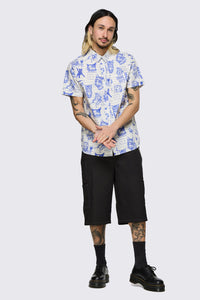 Dangerfield - Sketchy Unisex Short Sleeve Shirt - white-purple