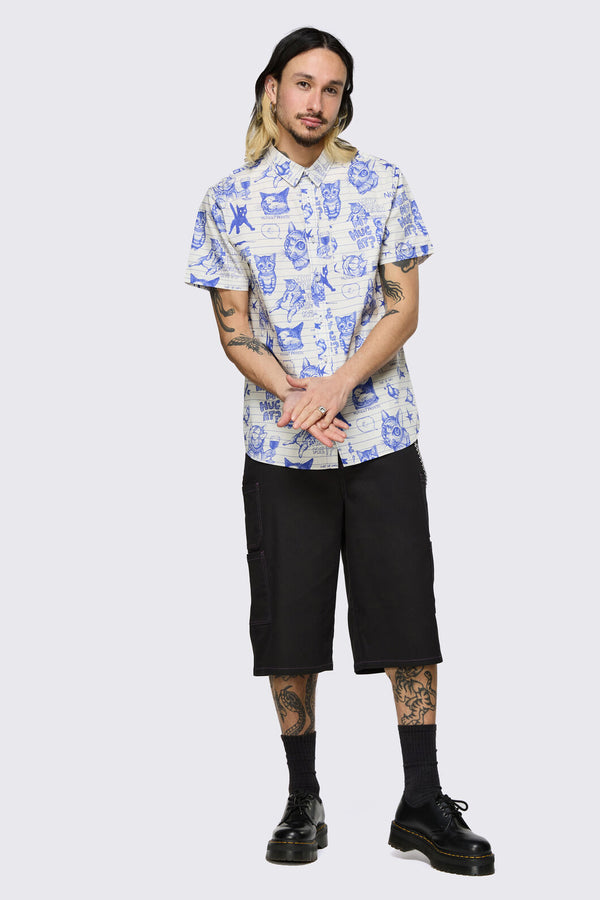 Dangerfield - Sketchy Unisex Short Sleeve Shirt - white-purple