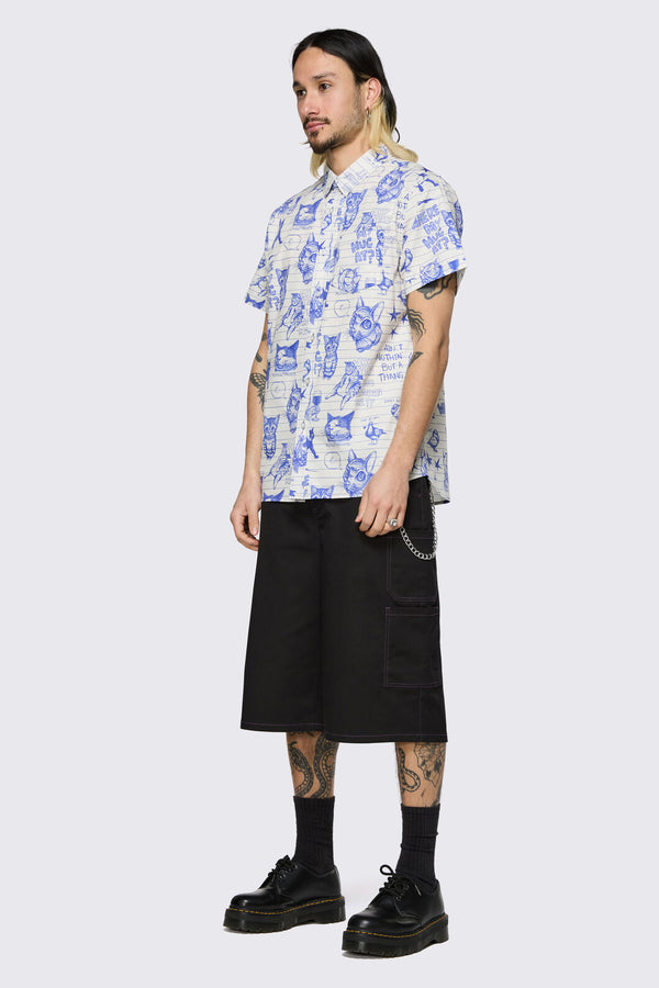 Dangerfield - Sketchy Unisex Short Sleeve Shirt - white-purple