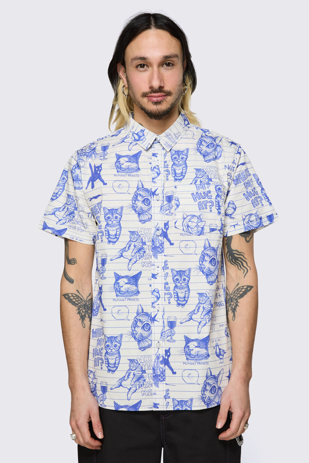 Dangerfield - Sketchy Unisex Short Sleeve Shirt - white-purple