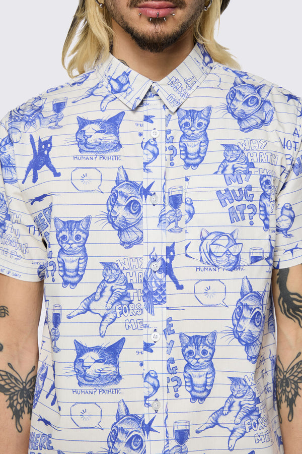 Dangerfield - Sketchy Unisex Short Sleeve Shirt - white-purple