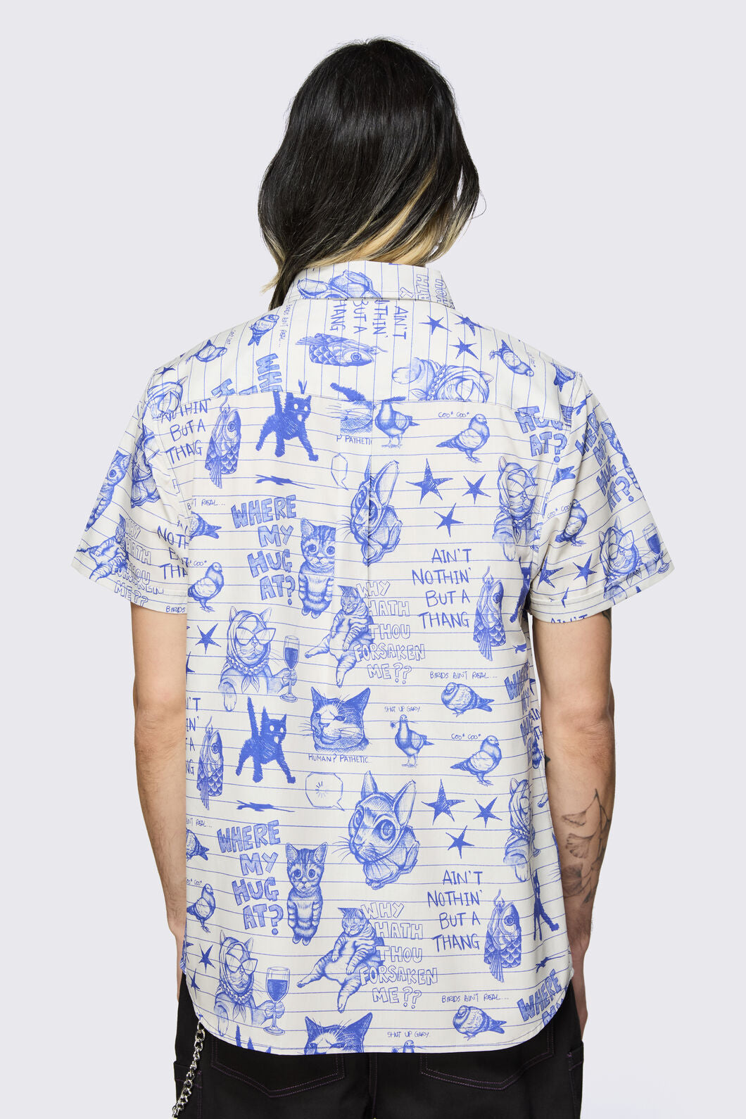Dangerfield - Sketchy Unisex Short Sleeve Shirt - white-purple