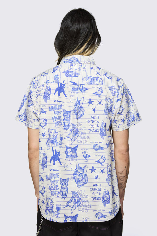 Dangerfield - Sketchy Unisex Short Sleeve Shirt - white-purple