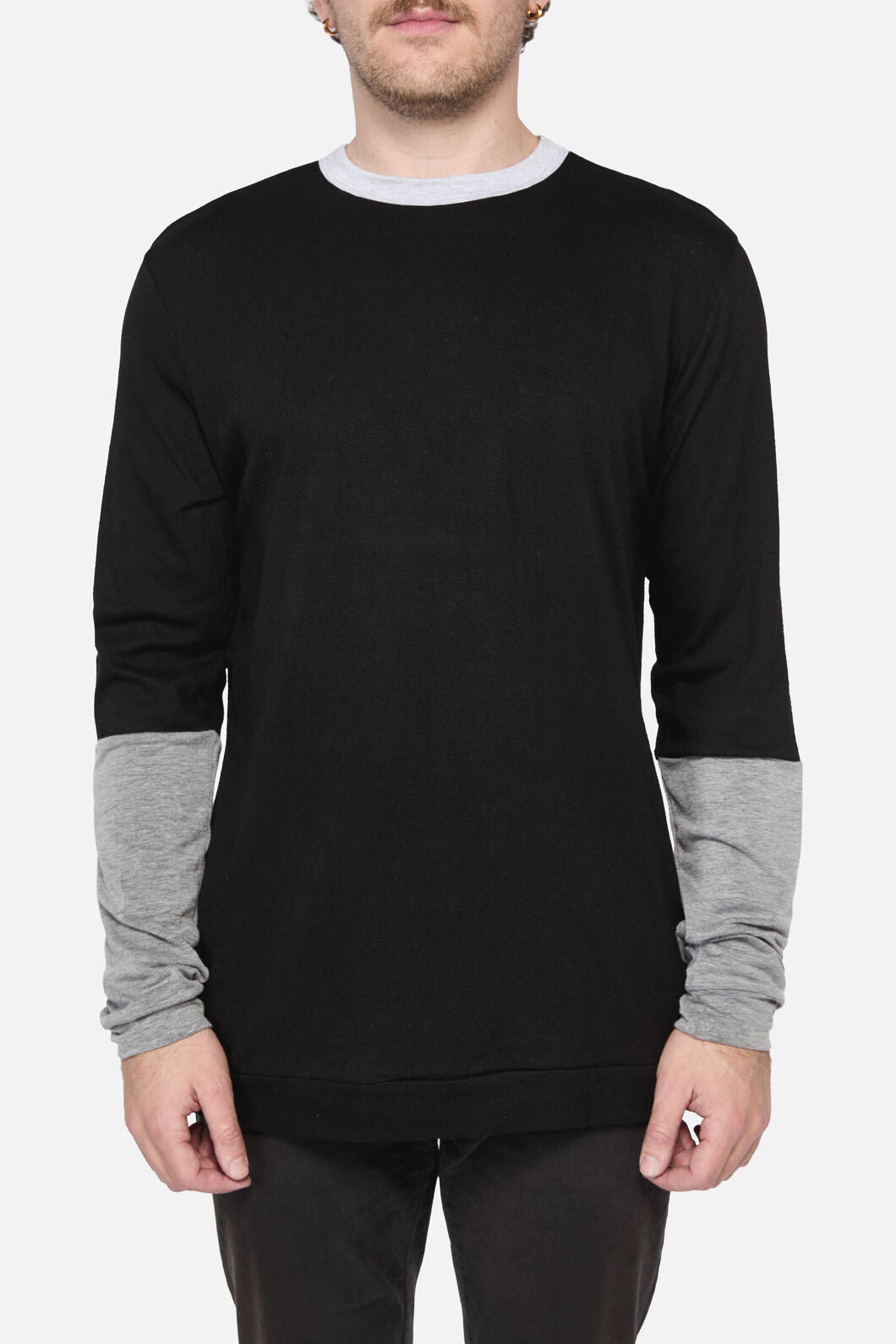 Dangerfield - Tri Colour LS Tee - black