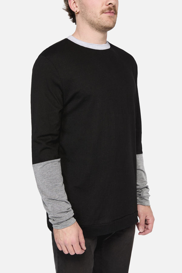Dangerfield - Tri Colour LS Tee - black