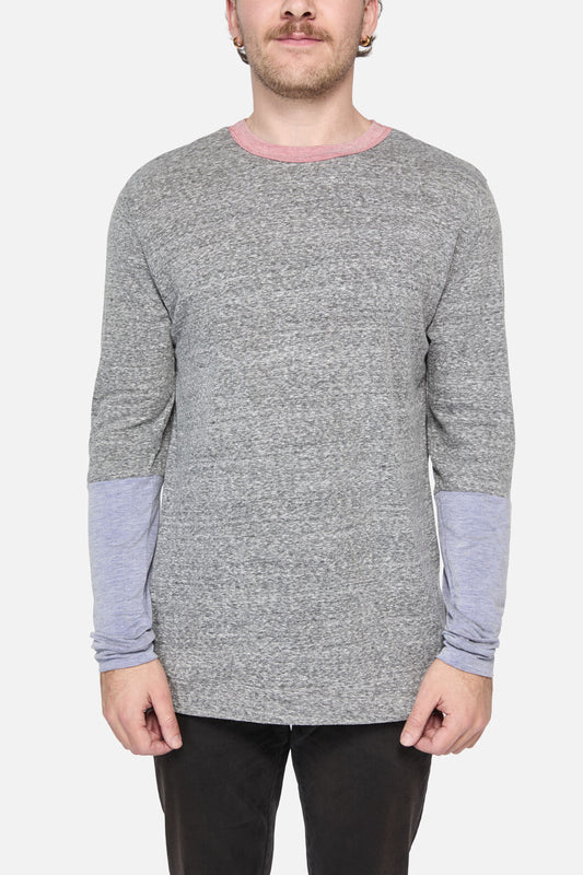 Dangerfield - Tri Colour LS Tee - grey