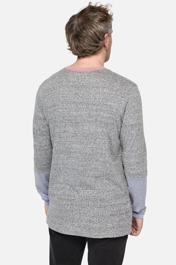 Dangerfield - Tri Colour LS Tee - grey