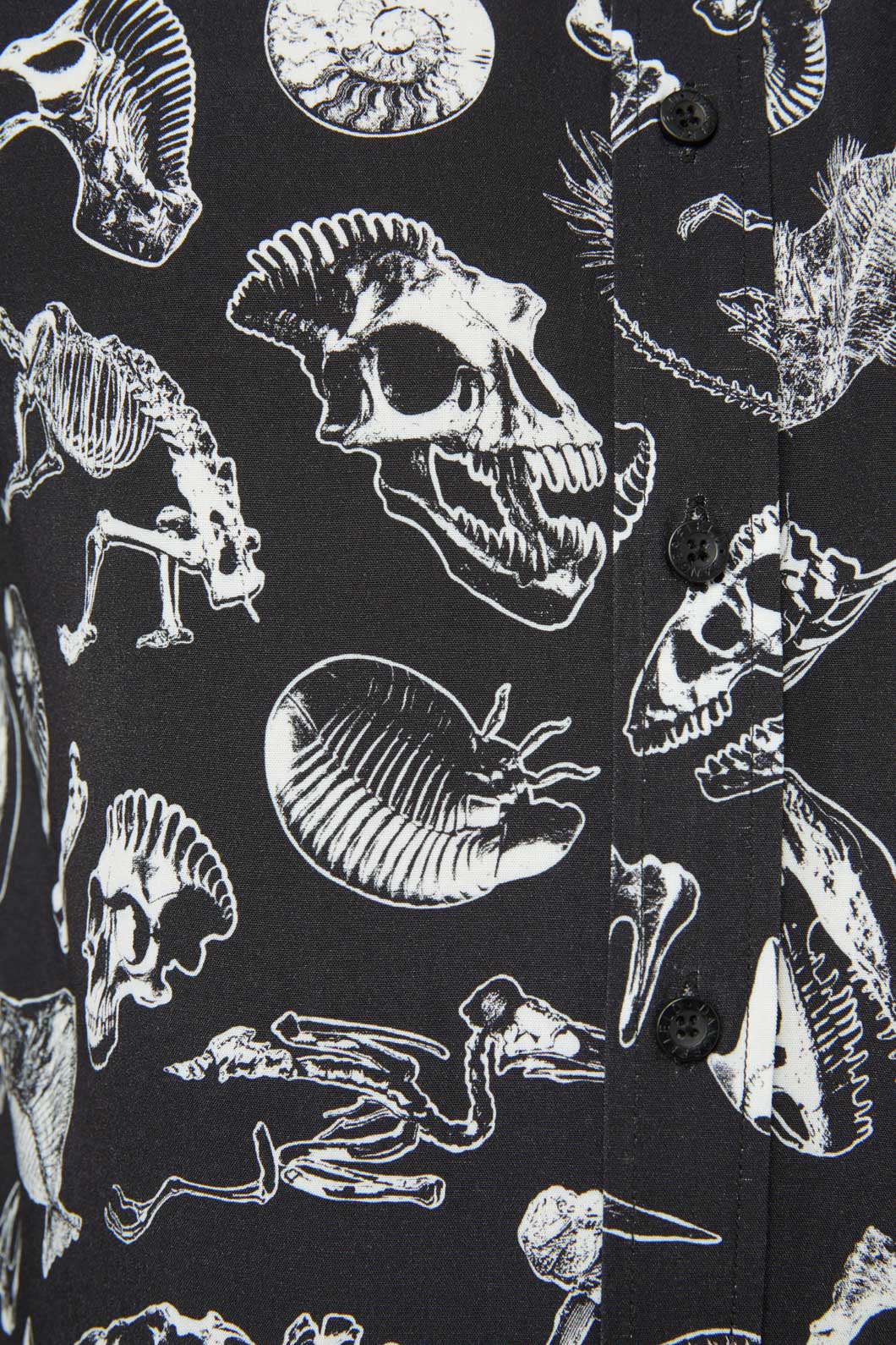 Dangerfield - Body Fossils Printed Short Sleeve Shirt - black