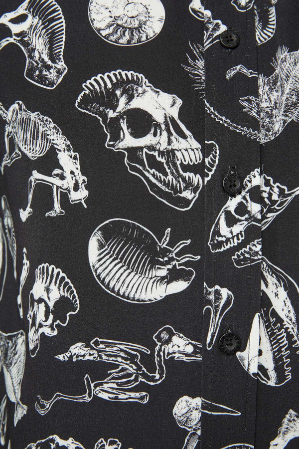 Dangerfield - Body Fossils Printed Short Sleeve Shirt - black