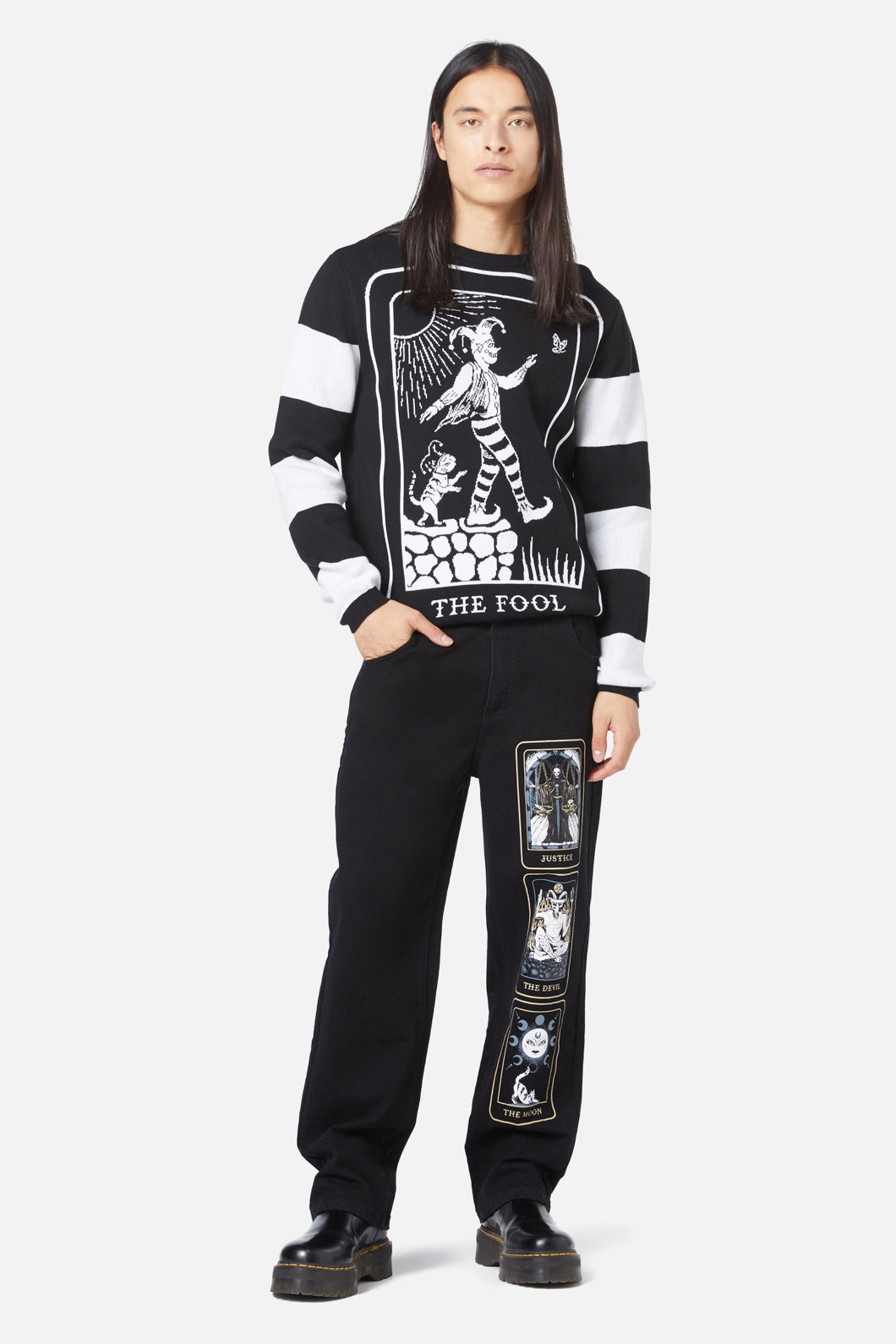 Dangerfield - The Fool Stripe Knit Jumper - black