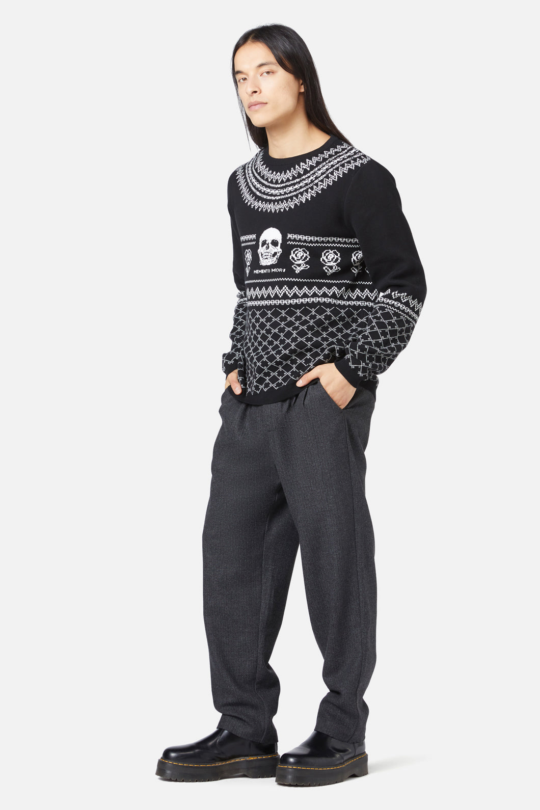 Dangerfield - Memento Mori Fairisle Knit - black