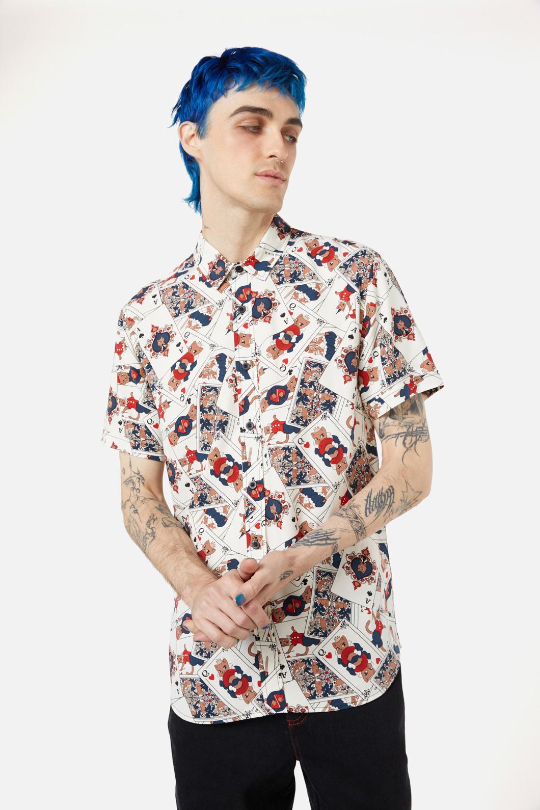 Dangerfield - Queen Of Cats SS Shirt - cream