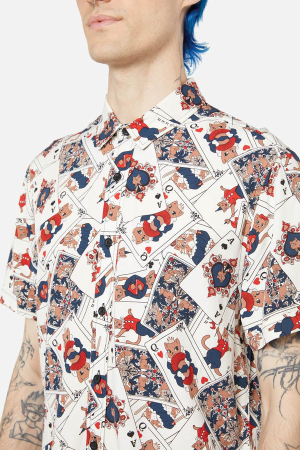 Dangerfield - Queen Of Cats SS Shirt - cream