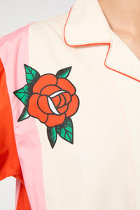Dangerfield - Love Letter Stripe SS Shirt - pink-red
