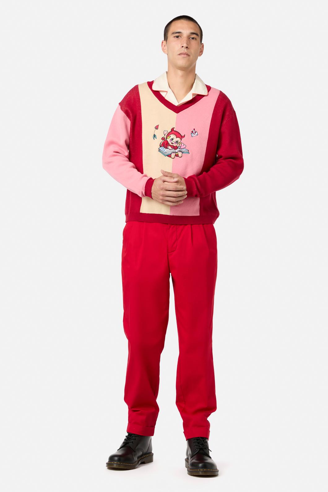 Dangerfield - Love Letter Contrast Knit - pink-red