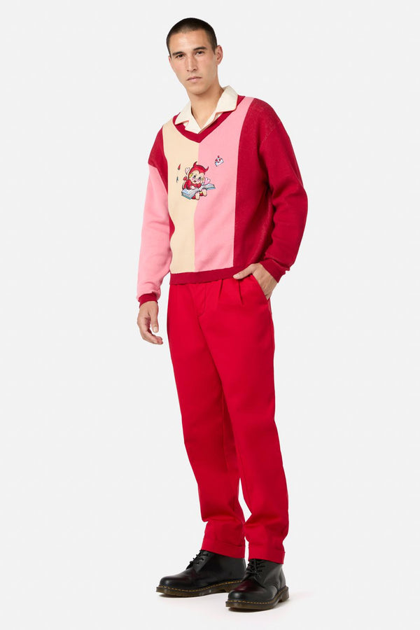 Dangerfield - Love Letter Contrast Knit - pink-red