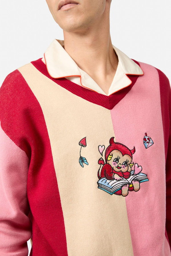 Dangerfield - Love Letter Contrast Knit - pink-red