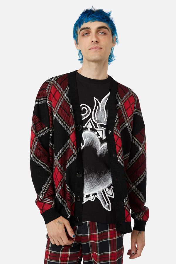 Dangerfield - Boundless Tartan Cardi - red