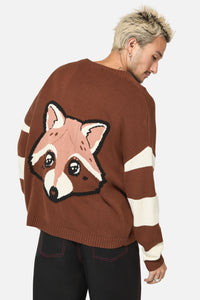 Dangerfield - Racoon Stripes Cardigan - brown-cream