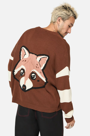 Dangerfield - Racoon Stripes Cardigan - brown-cream