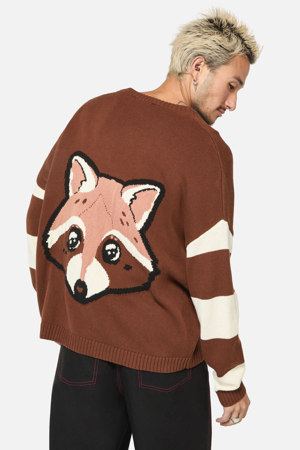 Dangerfield - Racoon Stripes Cardigan - brown-cream