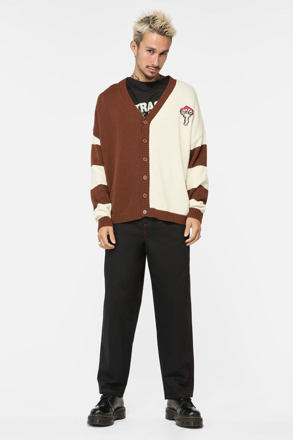 Dangerfield - Racoon Stripes Cardigan - brown-cream