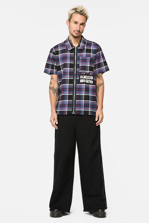 Dangerfield - Edgy Tartan SS Shirt - blue-red