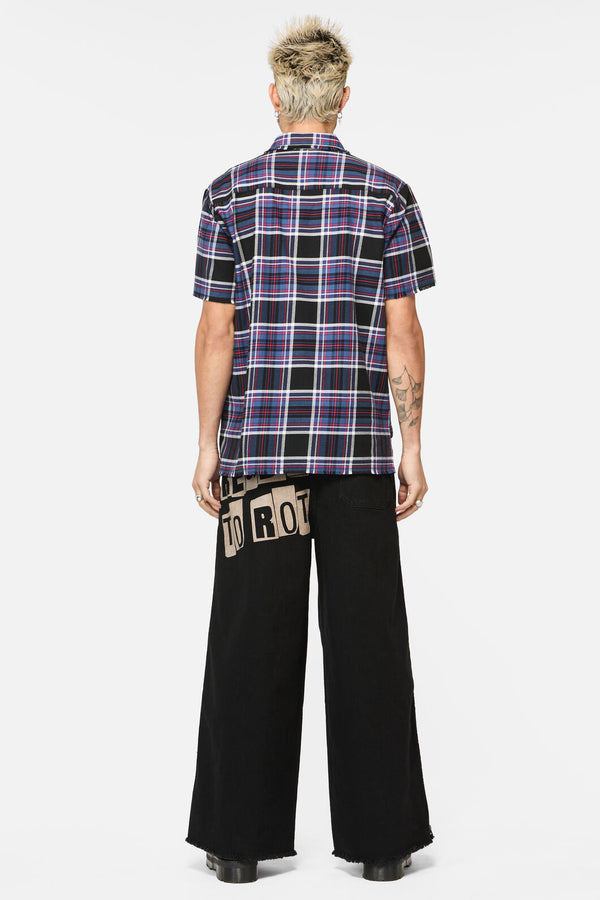 Dangerfield - Edgy Tartan SS Shirt - blue-red