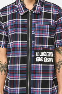 Dangerfield - Edgy Tartan SS Shirt - blue-red