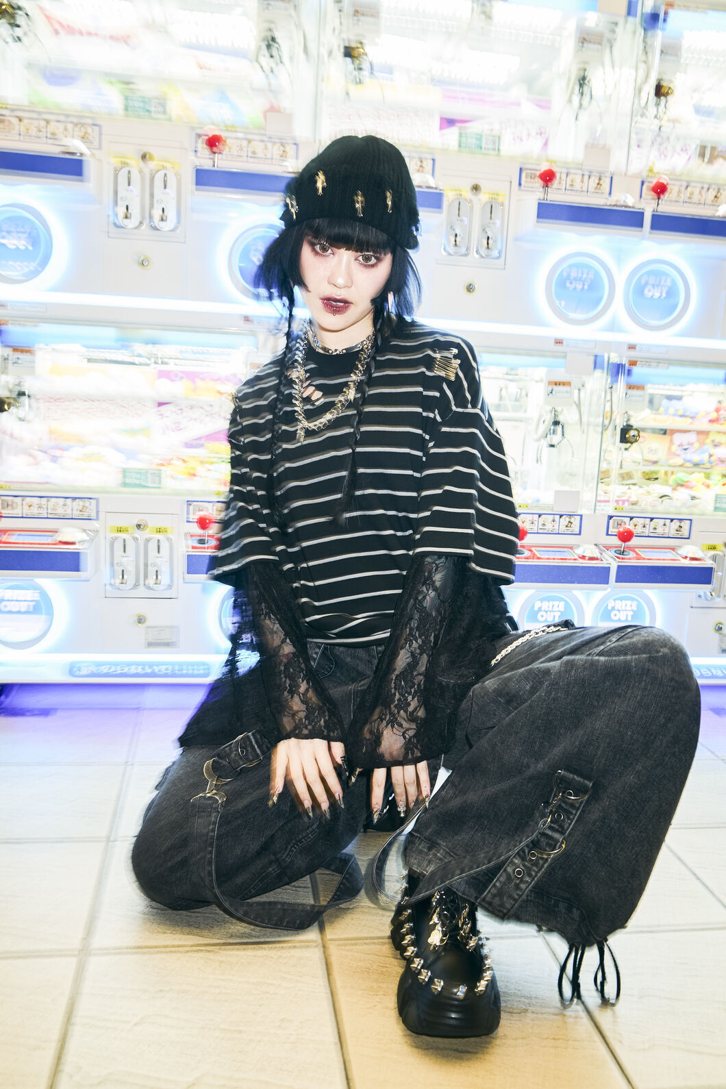 Dangerfield - Scribbles StripeyDistressedTee - black-grey