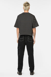 Dangerfield - Scribbles StripeyDistressedTee - black-grey