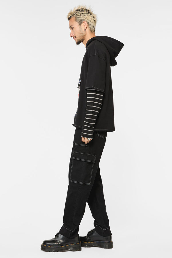 Dangerfield - Rot Contrast Sleeve Hoodie - black